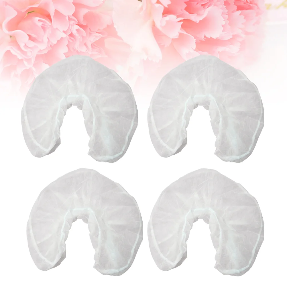 50pcs Disposable Headrest Covers Non-woven Fabrics U Shaped Pillowcase for Hotel Travel (White) Disposable Pillow Covers