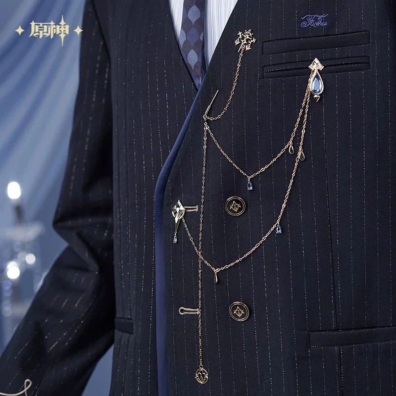 Game Genshin Impact Furina De Fontaine Cosplay Brooch Unisex Fashion Tassel Chain Badge Costume Corsage Pins Jewelry Accessories