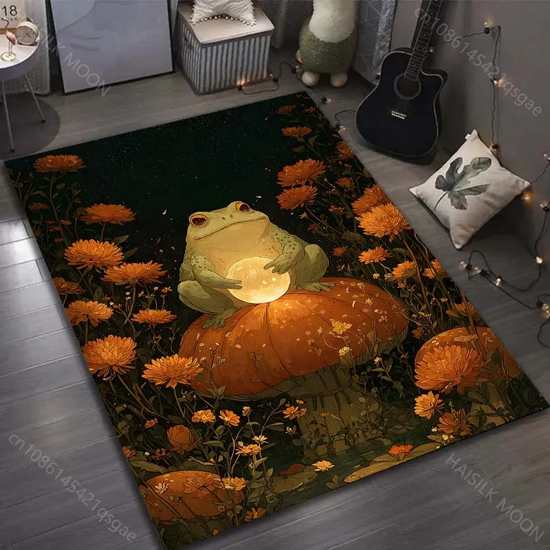 1PC Frog on mushroom holding glowing orb Carpet for Living Room Bedroom Sofa Home Decor Rus Non-slip Floor Mat Luxury Gift