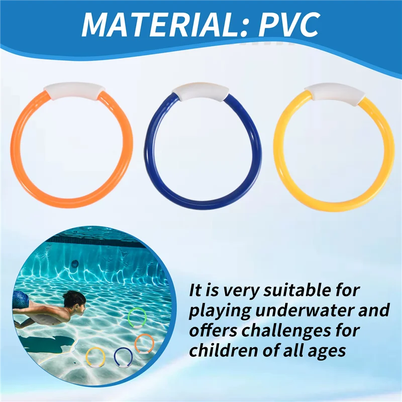 YSUN-8PCS Anillos de Buceo para Piscina, Anillos de Piscina Coloridos para Niños, Entrenamiento Subacuático, Anillo de Buceo para Piscina para Niños Fácil de