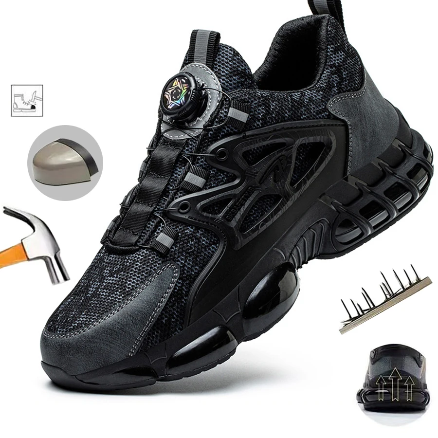 Onverwoestbare beschermende veiligheidsschoenen met stalen neus Antislip Slijtvaste werkschoenen Heren Robuuste comfortabele sneaker ﻿