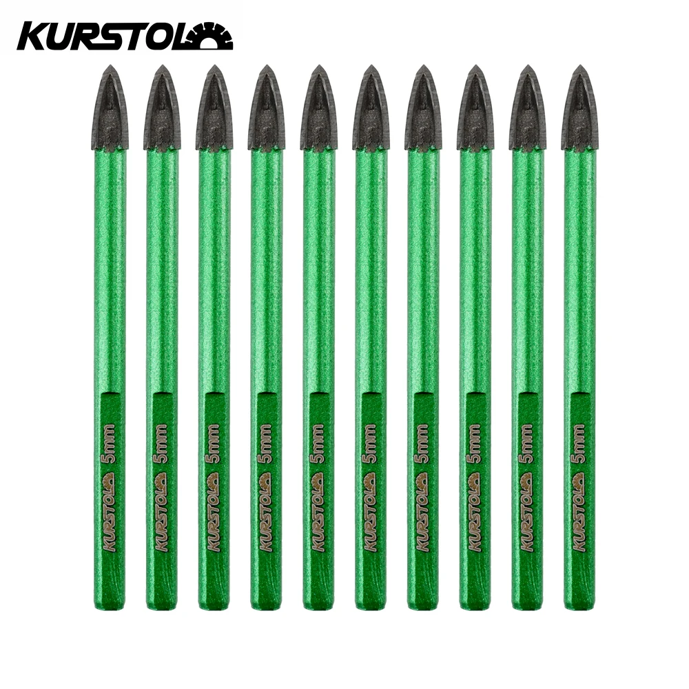 

KURSTOL 10pcs/set Cemented Carbide Drill Bits Cross Hard Triangle Shank Alloy Drill Bit For Wood Plastic Masonry Drill Bits Kit