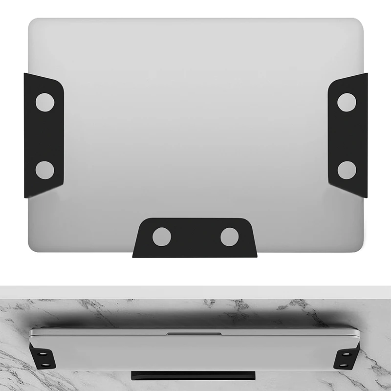 New Under Table Laptop Holder Portable Notebook Storage Bracket Stand Mount Desktop Organizer With Anti-Scratch Silicone Pad