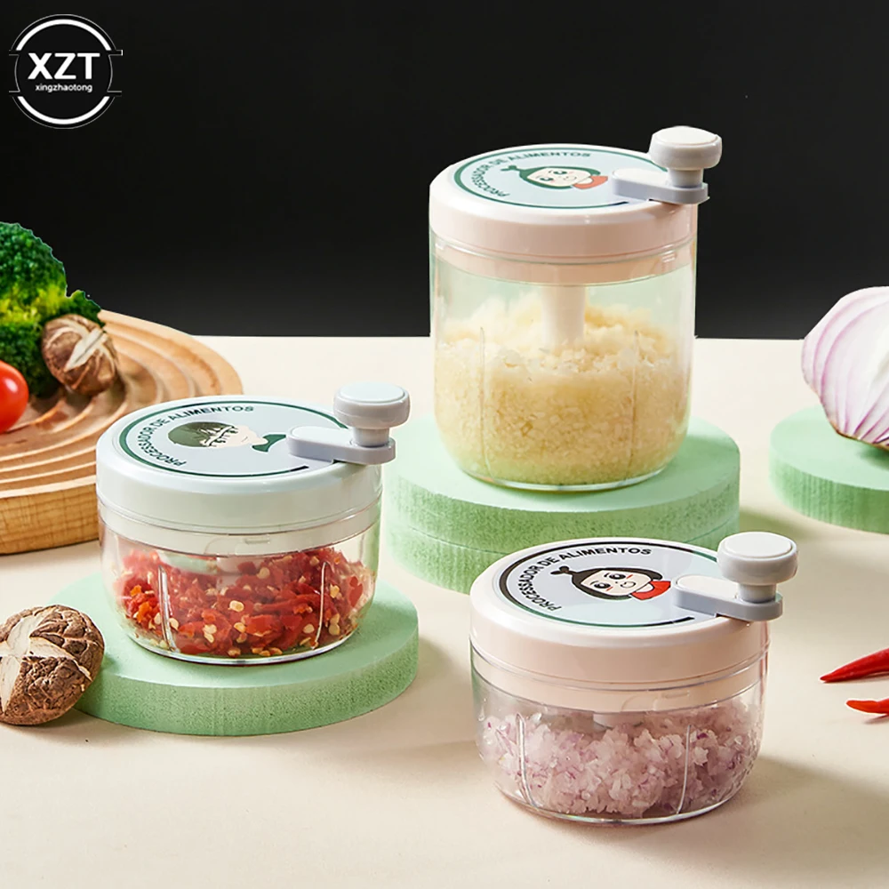 Picadora de carne Manual, picadora de ajo giratoria, prensa trituradora de ajo, cortador de cebolla y verduras, accesorios de cocina, 400/200ML