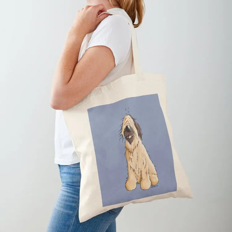 

Happy Briard Cartoon Tote Bag Portable shopping bag custom canvas bag Shopper handbag custom fabric
