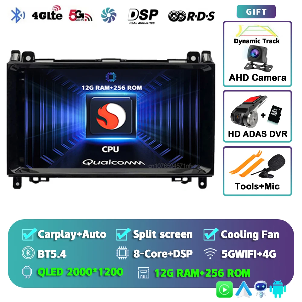 Android 15 Voor Benz Sprinter Volkswagen Crafter 2006-2016 2K QLED Android Autoradio Multimedia Video Player GPS stereo CarPlay