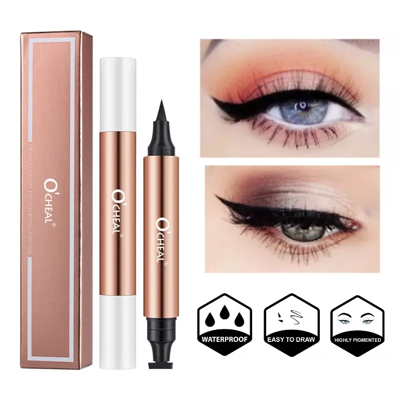 Best Selling Eyeliner Stamp Black Liquid Eyeliner Pen Double-ended Waterproof Fast Dry Eye Liner Pencil Cosmetic For Women