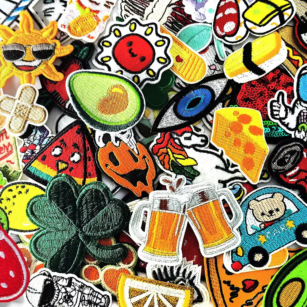 Leaf Watermelon Sushi Avocado Patches Badges Embroidery Patch Applique Ironing Clothing Sewing Supplies Decorative Fruit Beer