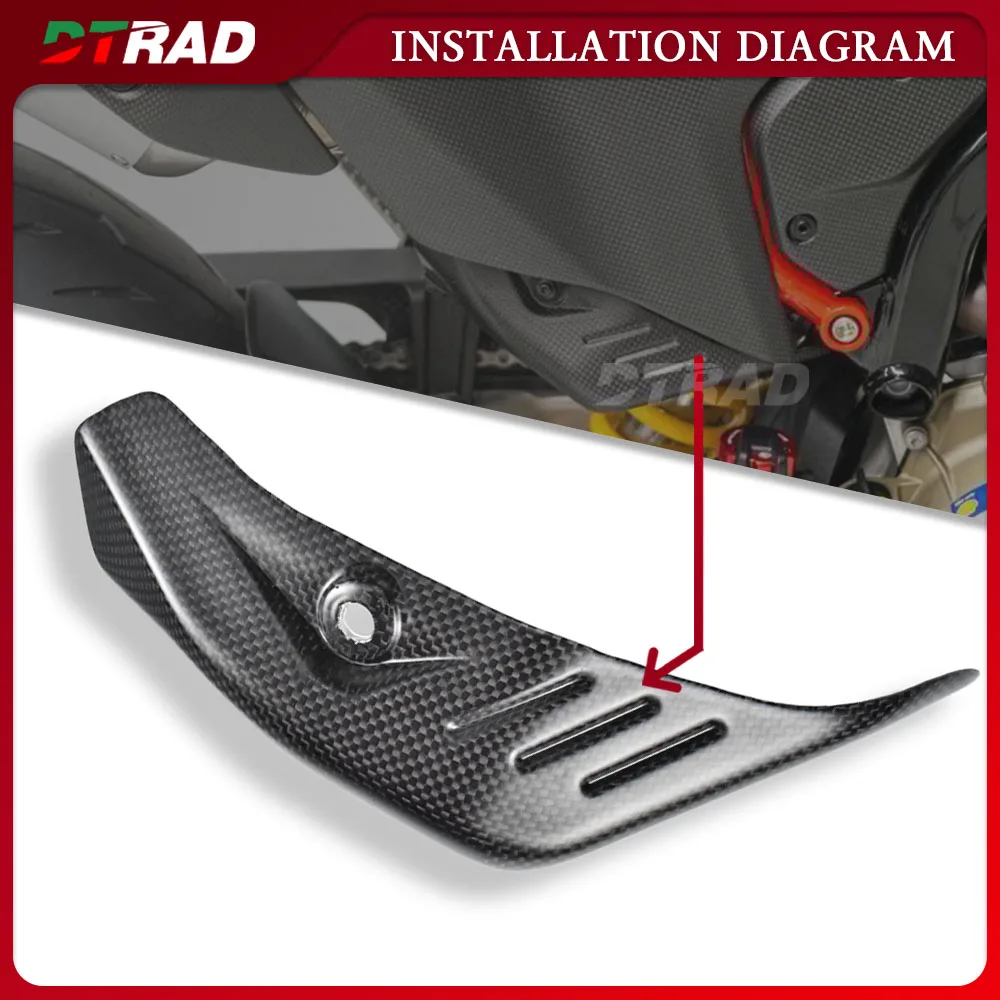 For DUCATI Hypermotard 698 Mono RVE 2024 2025 Carbon Fiber Rear Exhaust Hood Cover Heat Shield Anti-Scald Protection Accessories