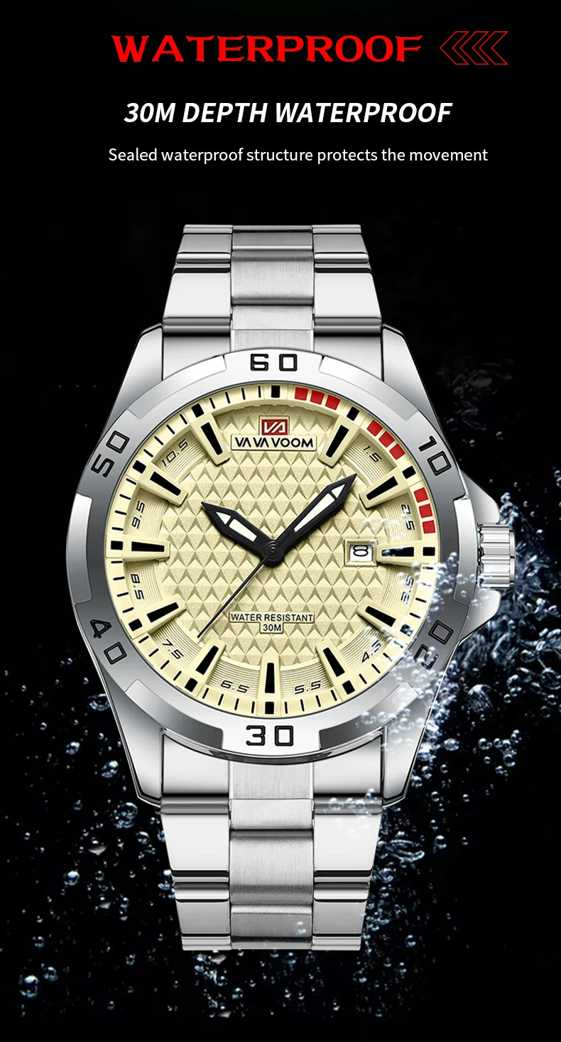 VA VA VOOM Männer Casual Sport Militär Quarz Kalender Armbanduhr für Mann Business Leder Wasserdichte Männliche Uhr Relogio Masculin – Detail 9