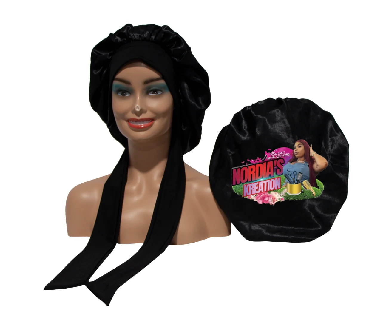 شعار مخصص الحرير بونيه للنوم النساء الساتان بونيه الشعر بونيه ليلة النوم قبعة وشاح التفاف للشعر المجعد مع التعادل الفرقة