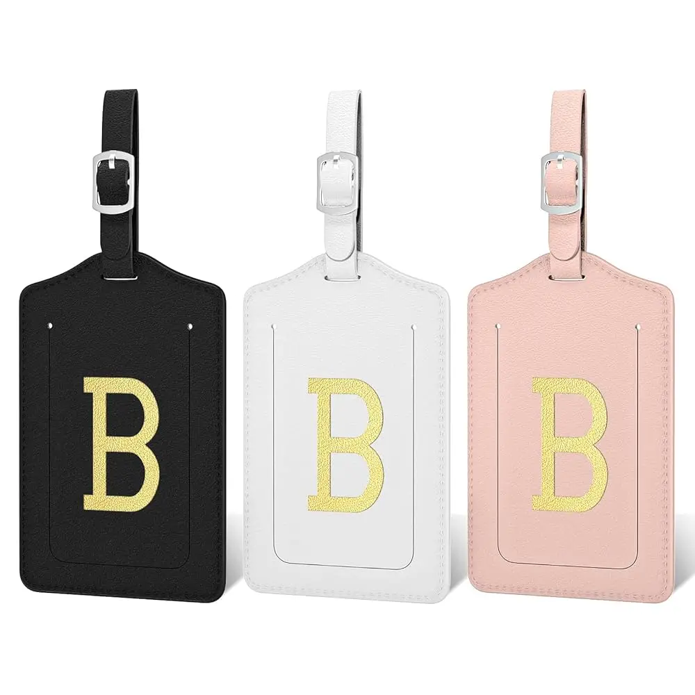 

Багажные бирки для чемоданов, 3 шт., одобренные TSA, легко идентифицируемые кожаные бирки с буквой B для багажа, дорожные аксессуары