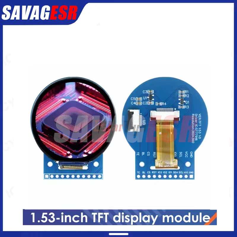 SAVAGESR 1.53 Inch Round TFT LCD Display 360x360 ST77916 QSPI Interface Color Screen for Smart Watch DIY