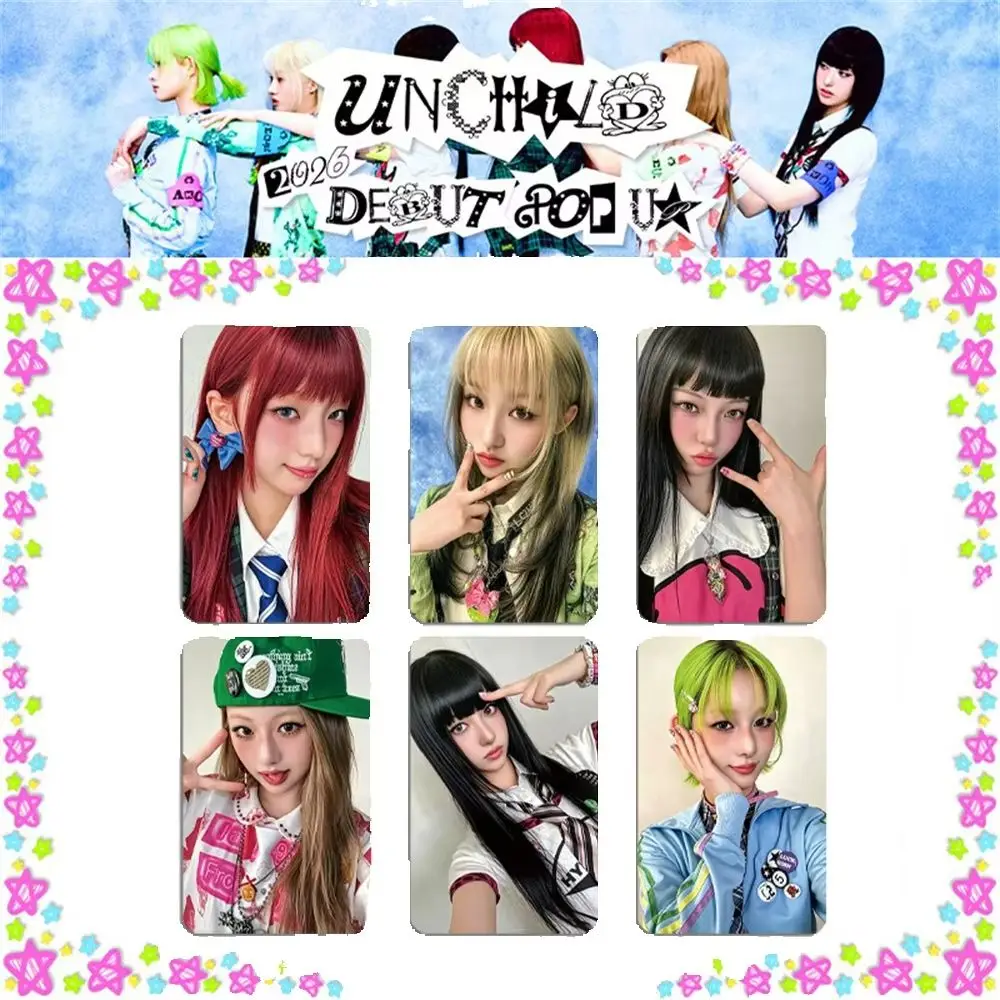 UNCHILD Album Character Props Photocard 6Pcs/Set Double Sides Printing LOMO Card HD Glossy Postcard Yeeun Heekie Tina Evon Gifts