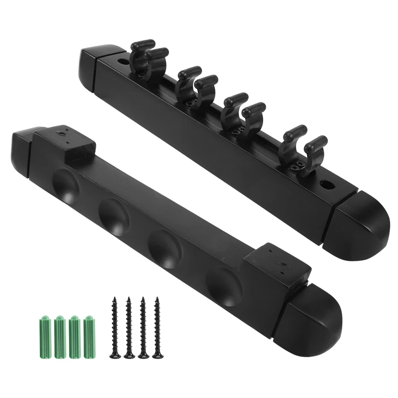 4 Holes Wall Mounted Hardwood Billiard Cue Rack Pool Cue Rack 6 Clips Billiard Holder Bracket Accessories