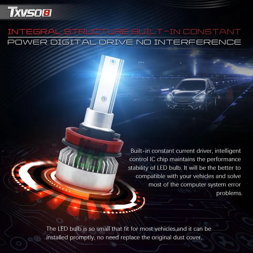 110W LED Headlights White Light Fast Heat Dissipation 9005 9006 9012 H1 H7 H11 Car Driving Bulb Replacement