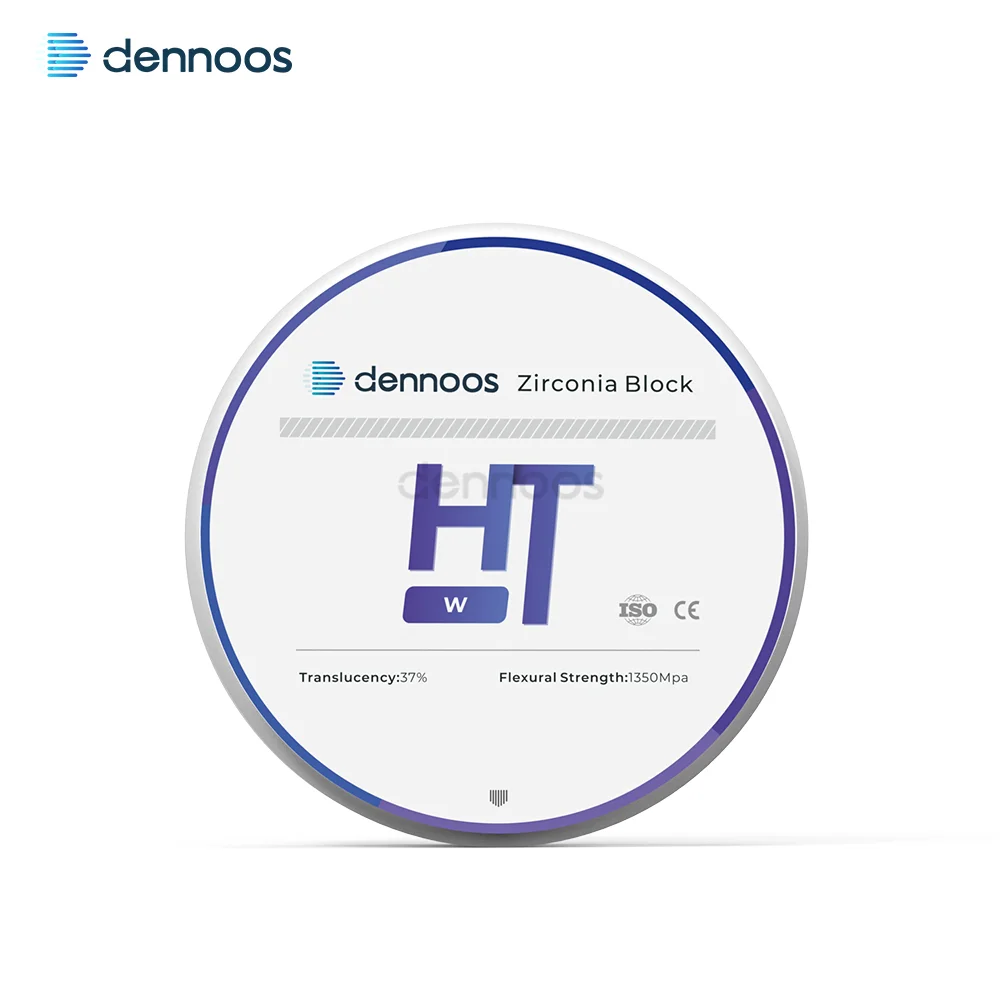 Dennoos HT-W Dental Lab Zirconia Block Zirconia Disc Dentist Material for CAD CAM 98*10-25mm Open System Dental Lab Material