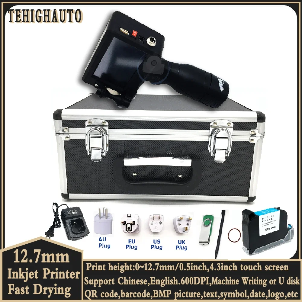 handheld inkjet printer touch coder label print machine usb import qr barcode data logotipo aluminio box 127 mm em em 01