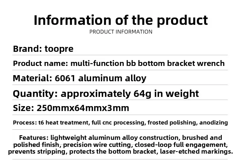 Multifunktionaler Aluminium-Tretlager-Schlüssel für Fahrräder, DUB Hollowtech BB-Schlüssel, Werkzeug zum Ein- und Ausbauen sowie zur Reparatur von Kurbelgarnituren. – Detail 2