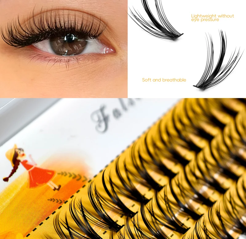 20D/30D Nerz-Wimpern 1 Box /60 Bündel Natürliche Wimpernverlängerung 3D Russische Einzelwimpern-Cluster Make-up-Tools Augen-Make-up Schwarz – Detail 3