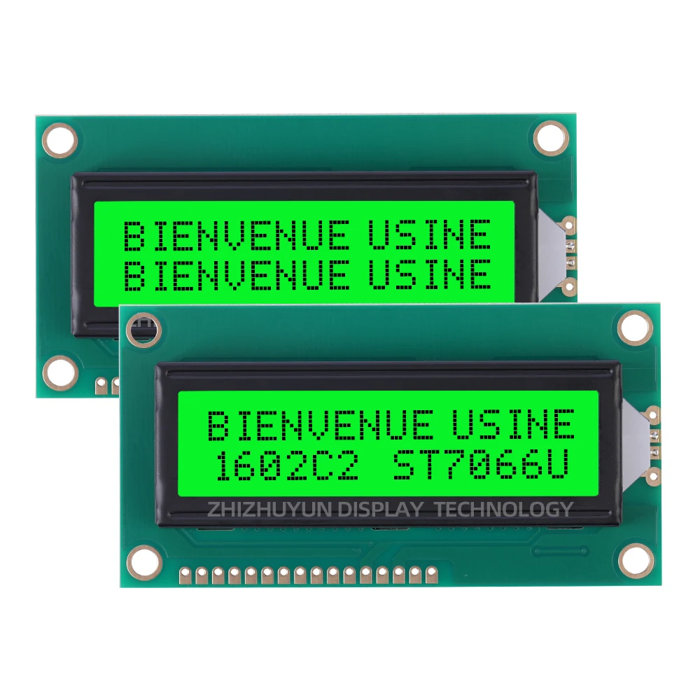 Módulo LCD de caracteres europeos 1602C2, pantalla monocromática, controlador de película verde amarilla, interfaz ST7066U, 16 pines