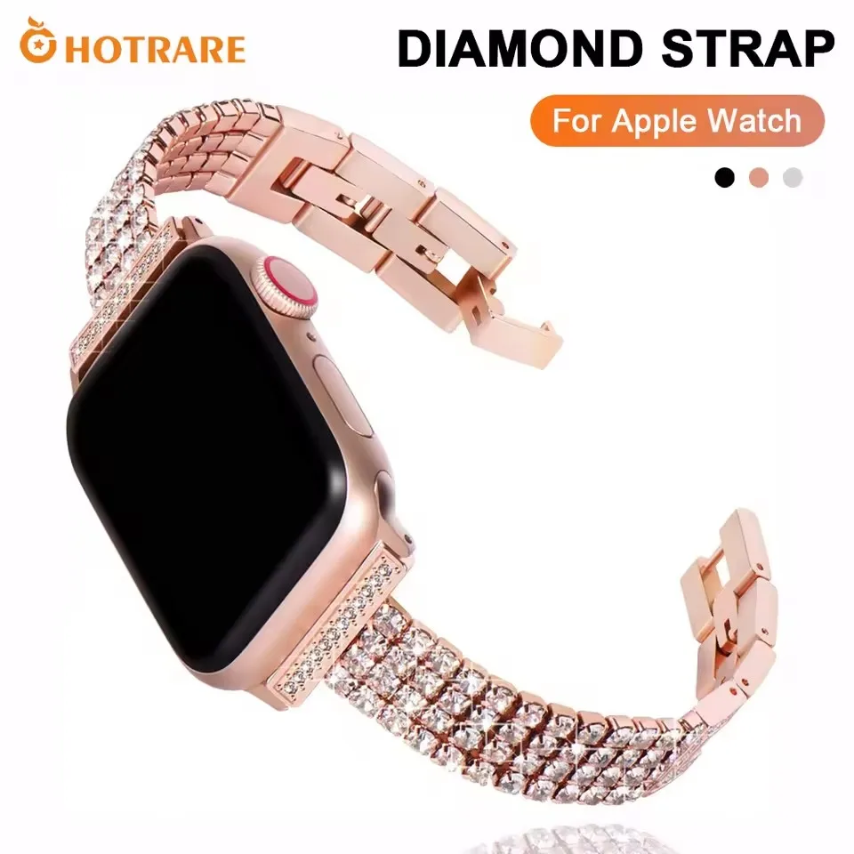 Fashion Diamond Watch Strap For Apple iWatch 10 9 8 7 6 5 4 3 Ultra SE Series 38mm 40mm 44mm 45mm 41mm 49mm Luxury Bracelet Band