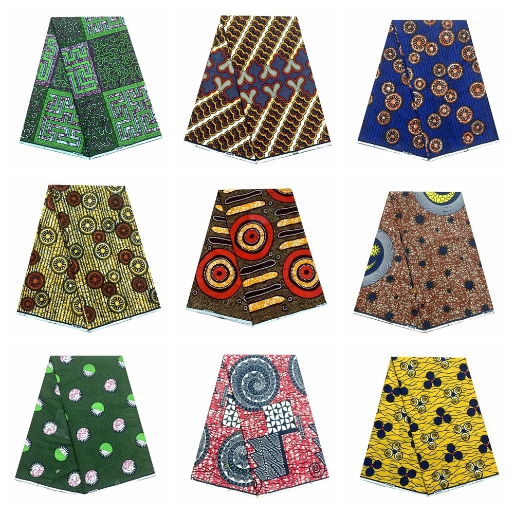 

2024 Green Ankara African Wax Prints 100% cottonr Fabric Binta Real Wax High Quality 6 yard African Fabric for Party Dress