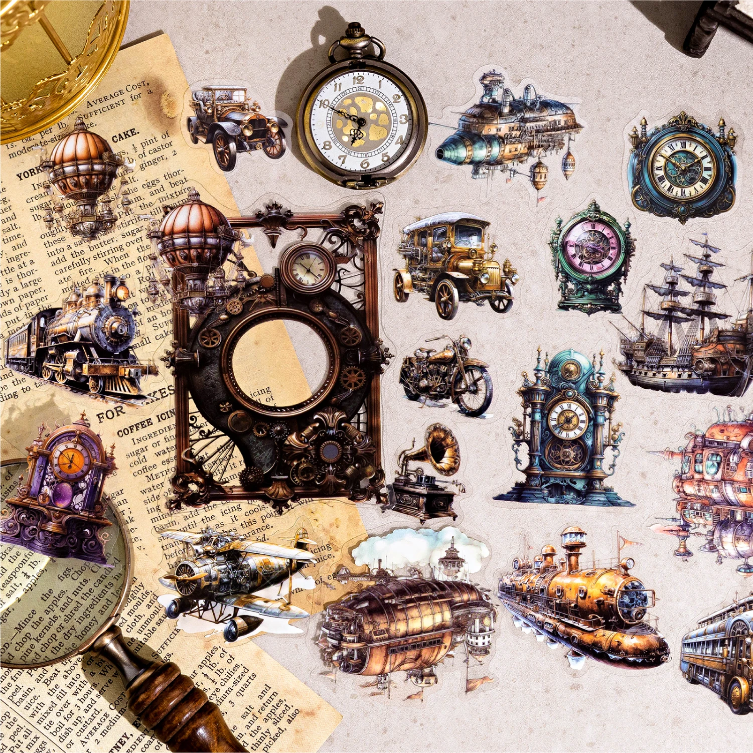 40pcs/pack Vintage the mechanical age Sticker Pack Creative Decorative scrapbook Hand Account Collage Card Materials Stationery