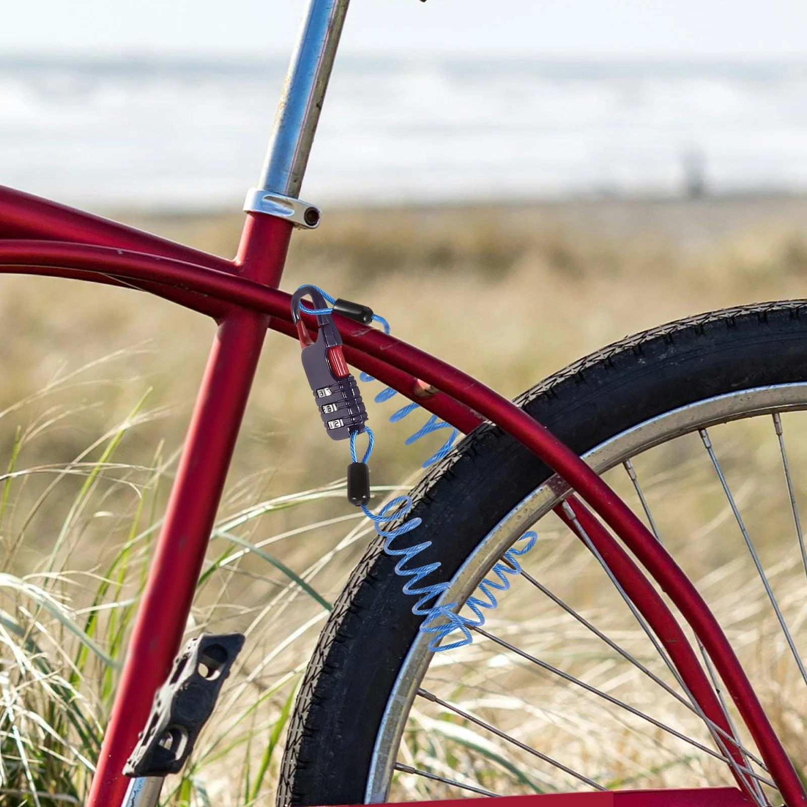 

Anti-Theft Bike Lock Resettable Combination Steel Cable for Motorcycle Electric Scooter Bicycle Security Portable Travel