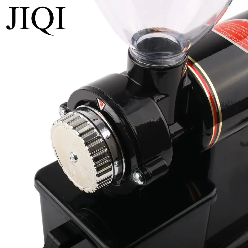 JIQI 110V/220V Automatic electric coffee grinder machine coffee Burr Mill Storage Capacity (250g) coffee mill