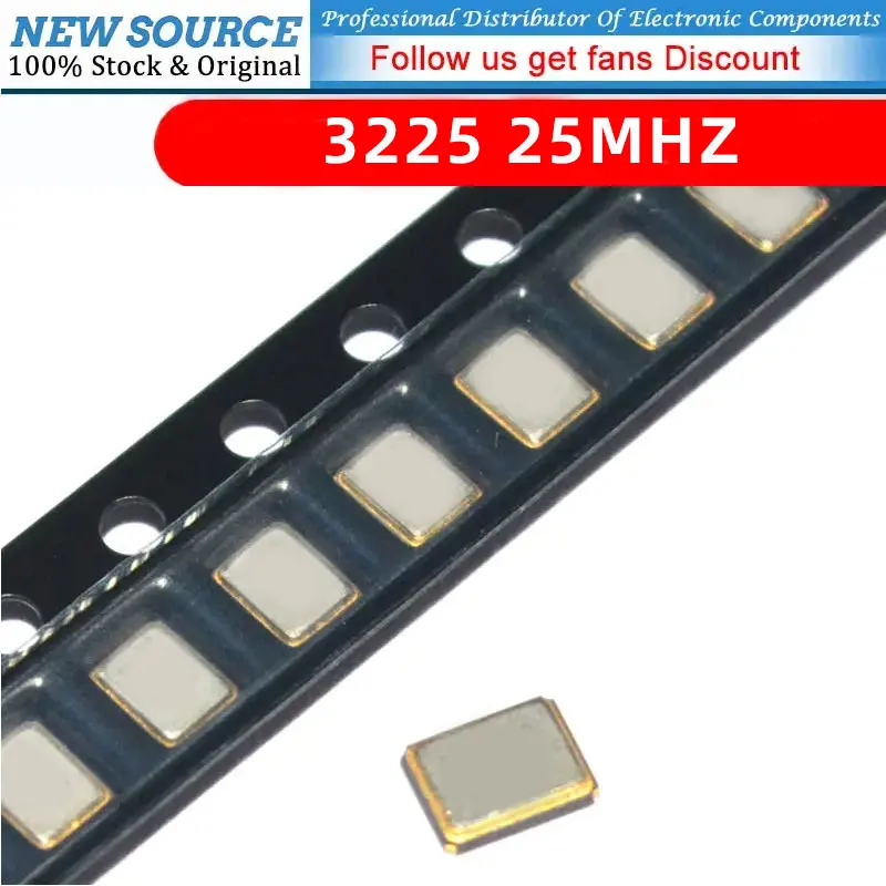 5PCS Active Crystal Oscillator 25MHz 25.000MHz 3225 3.2*2.5mm SDM Quartz Crystal