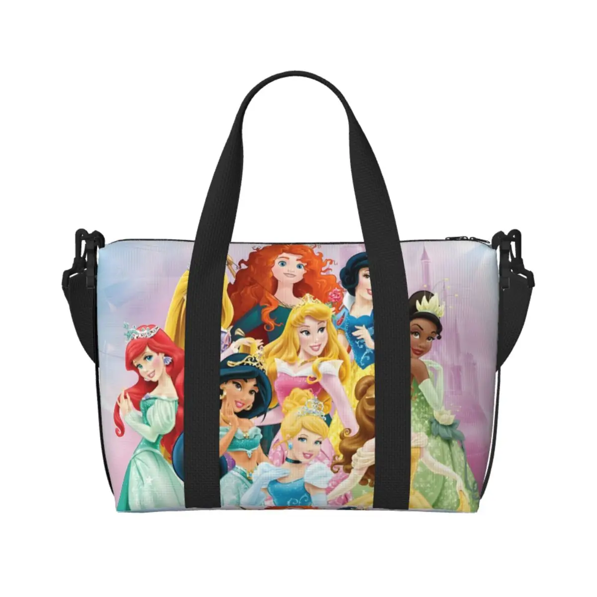 

Custom Princess Tote Bag Women Large Capacity Adorable Classical Anime Cartoon Beach Gym Shoulder Travel Bag