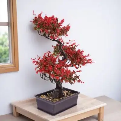 

Artificial Bonsai Simulation Green Plant Faux Potted Bonsai Ornament for Home Office Garden Kitchen Living Room