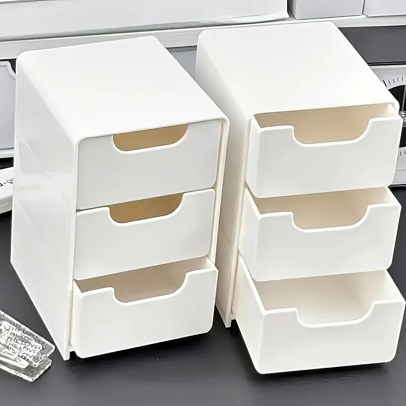 Chic 3 Tier Desk Organizer with Drawers Ideal for Office Supplies Jewelry  Storage Portable Lightweight Plastic Divider Box