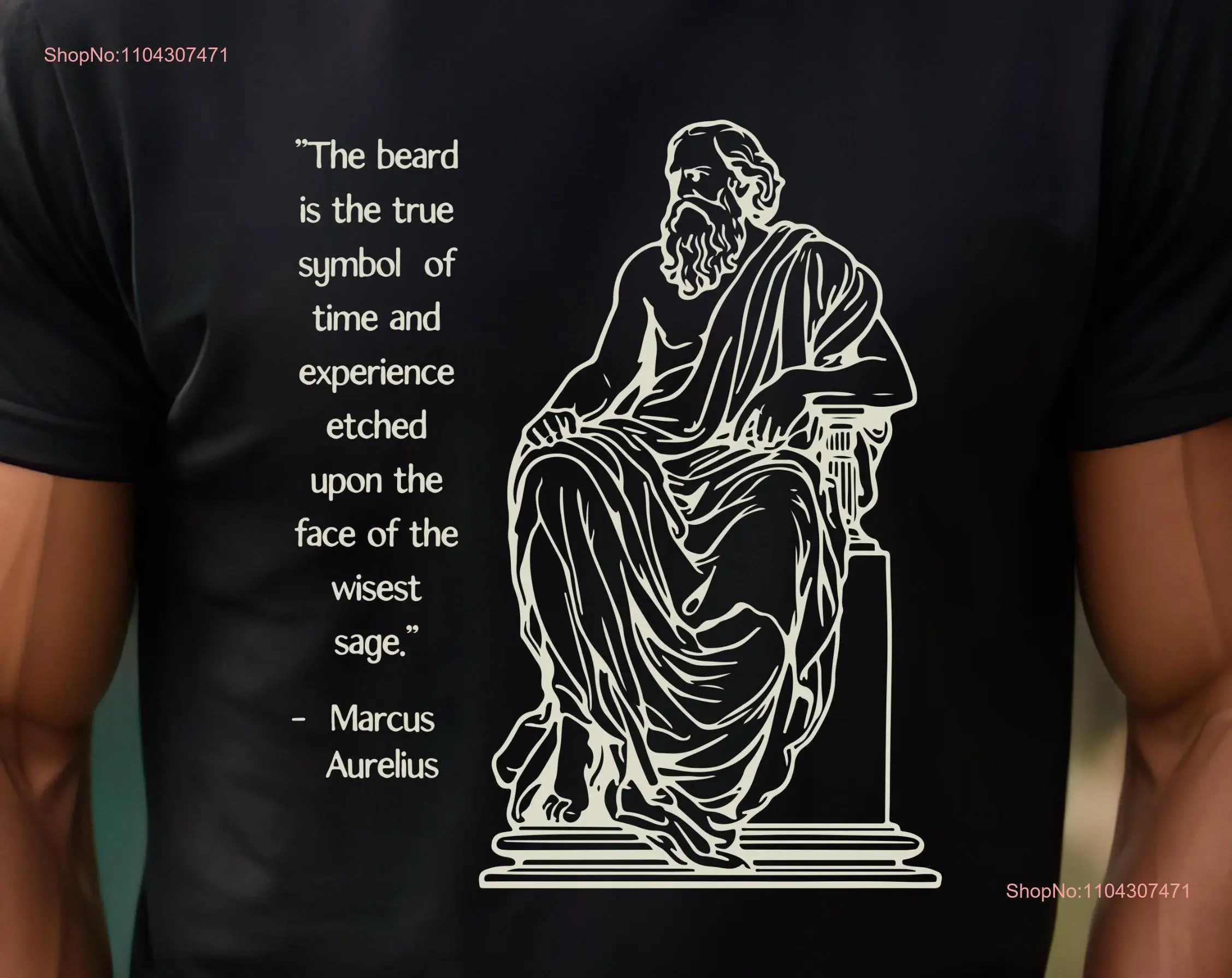 Bearded Philosopher T Shirt Marcus Aurelius For Stoic Philosophy Stoicism Beard Guy Roman Statue long or short sleeves