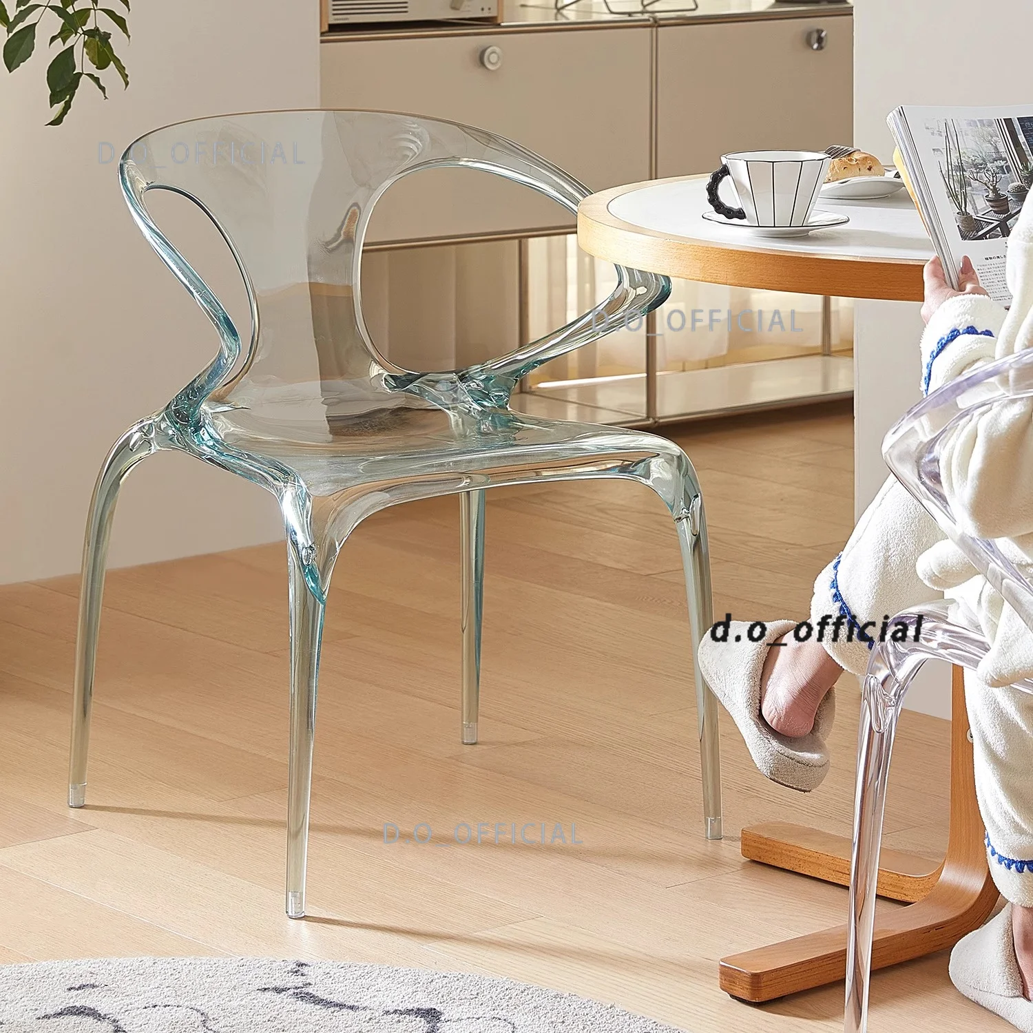 Rochebourg dining chair AVA acrylic transparent back dining chair light luxury high-end designer home armrest crystal chair