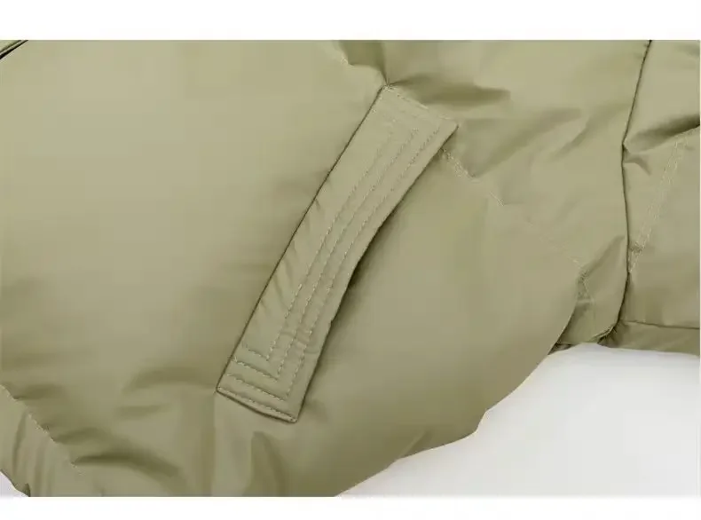 2026 Winter Warme Dicke Parkas für Damen, Neue Mode, Locker Geschnittene Kurze Jacke, Damen Baumwollgefütterter PU-Leder Eleganter Reißverschluss-Mantel, Y2K Tops – Detail 10