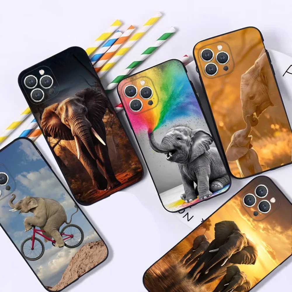 Animal Elephant cute  Phone Case For iPhone 16,15,14,13,12,Pro,Max,11,7,8,Plus,XR,XS Max Shockproof Silicone Soft Shell