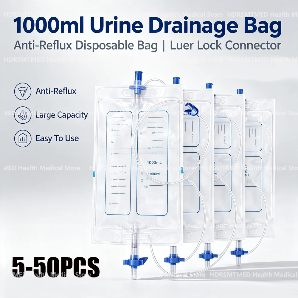 5-50PCS 1000ml External Disposable Urine Bag PVC Storage Urinary Drainage Sack Pee Collection Bags With Cross Valve Catheter