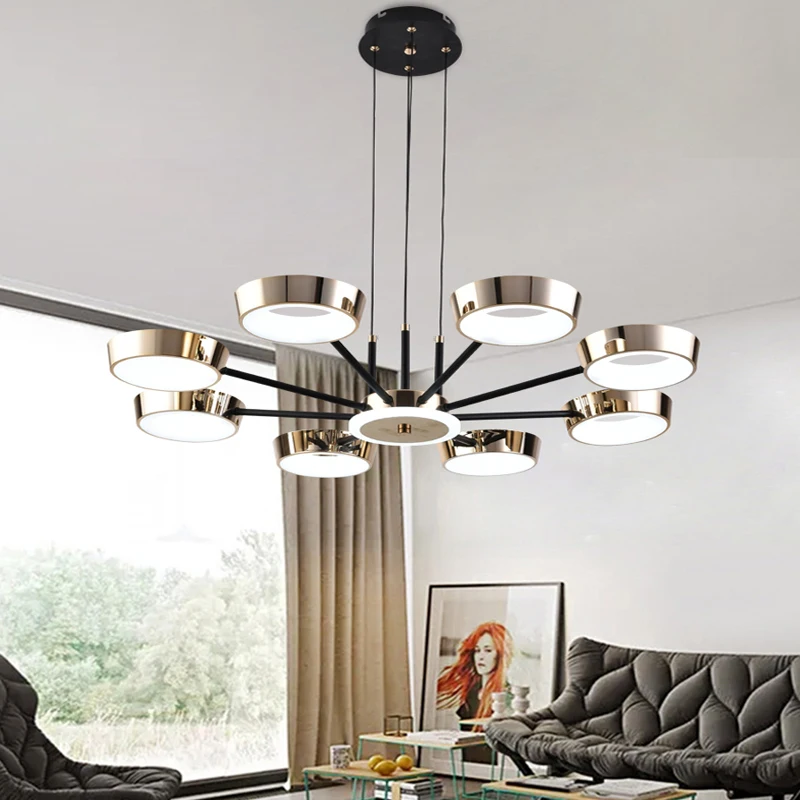 Modern indoor ceiling chandelier for bedroom,dining room,living room led chandelier home lighting tri-colour dimmable chandelier