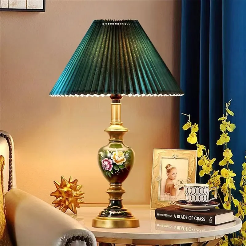 KARLOS American Retro Table Lamp French Luxury Living Room Study Villa Hotel Bedroom LED Bedside Desk Light