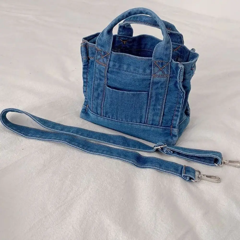 Cute Single Shoulder Denim Crossbody Bag Casual Korean Style Summer Canvas Bag Handbag Messenger Bag for Girls Ladies