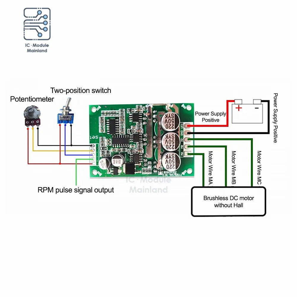 500W 15A DC 12-36V Brushless Hall Motor Drive Board Speed Control Forward and Reverse High Power Controller Switch Module