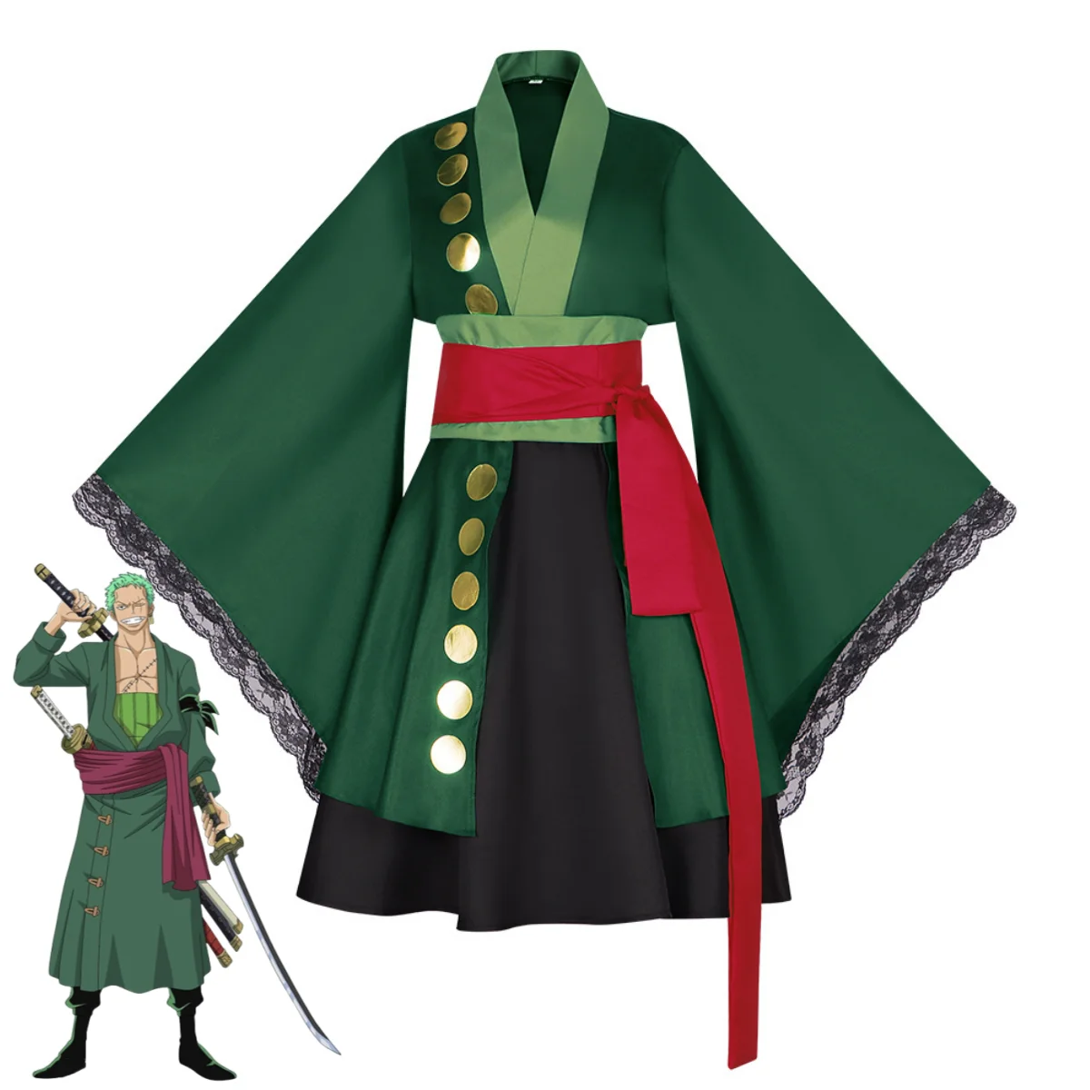 Anime Roronoa Zoro Cosplay Kos – Anime Zoro Cosplay Female Bewertung und Preis