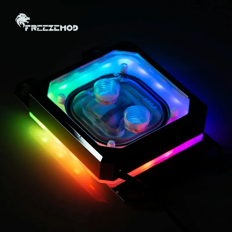 FREEZEMOD AMD-PK5E Aurora CPU Water Block Red Copper Base Diffuse RGB Light AM4 AM5 Ryzen Cooling Head