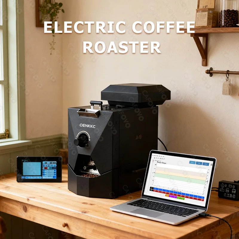 CAFOVO RE-1 Electric Coffee Bean Roaster With a New Control Screen Connectable Artisan Automatic Roasting System Roasting Curve