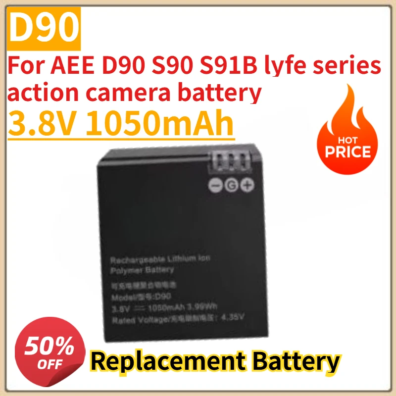 

High Quality New 3.8V 1050mah Lyfe Series Action Camera Battery for AEE D90 S90 S91B