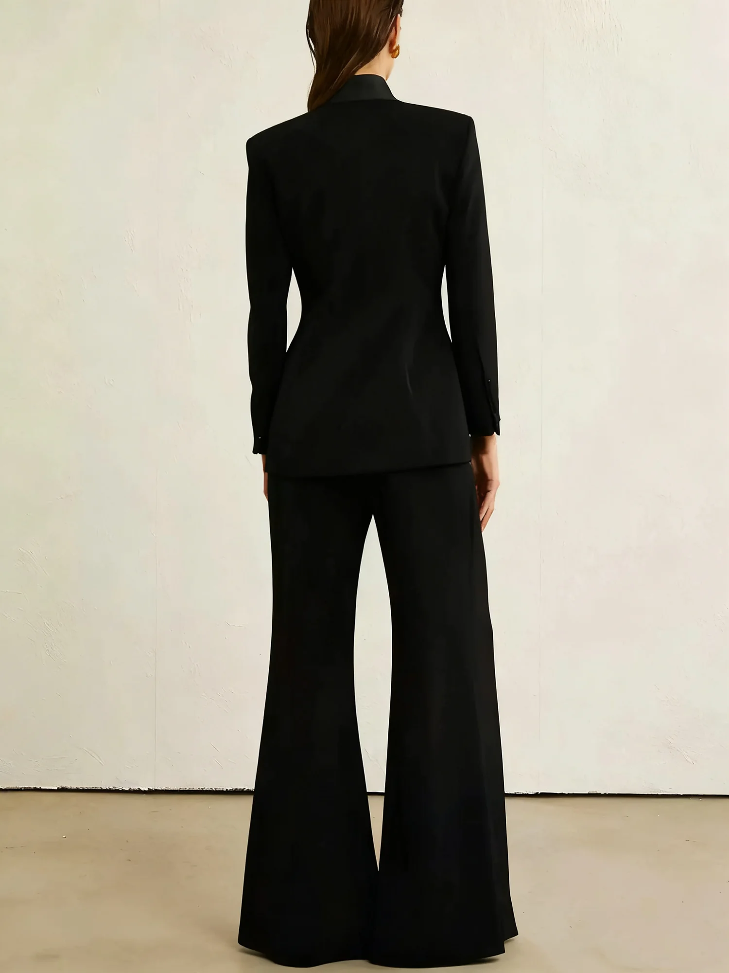 Black High Slit Women Pants Suits 2 Pieces Slim Fit V Neck Blazer Office Lady Suits Customized Formal Wedding Guest Suits