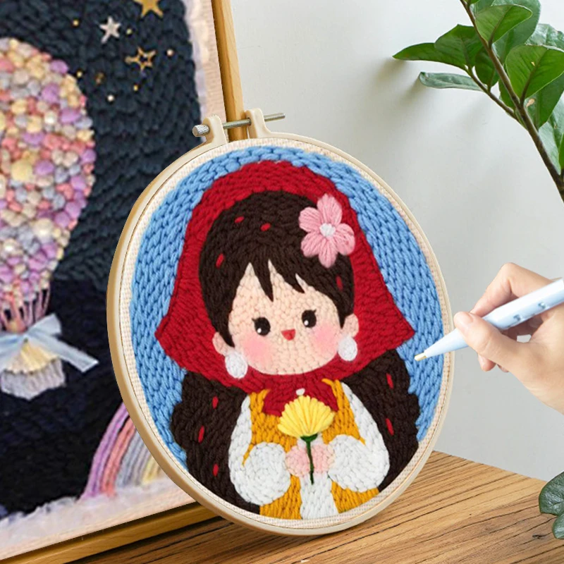 Zestaw do haftu DIY Cartoon Punch Needle Stitching Craft Set Pattern Printed Needlework Cross Stitch Sewing Painting Home Decor