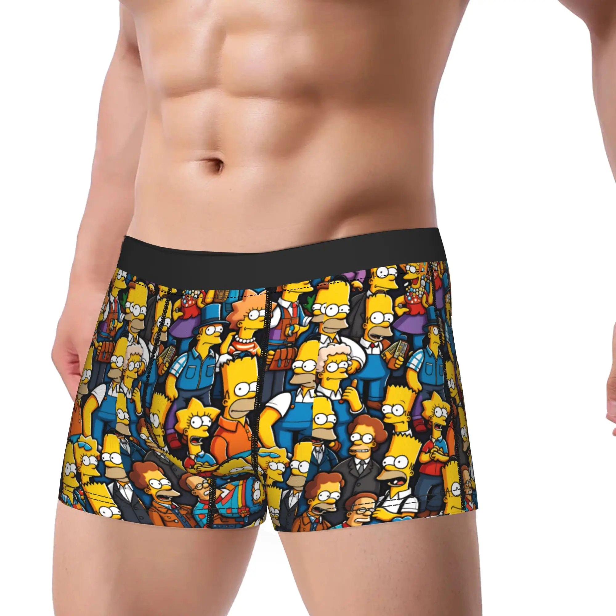 S-Simpsons Family Funny Cartoon Characters Underwear Soft Trend Underpants Design Boxer Brief Man 3D Pouch Plus Size Boxershorts